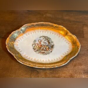 💥H.K China Courting Couple 22 Karat Gold Inlay Platter💥 VINTAGE